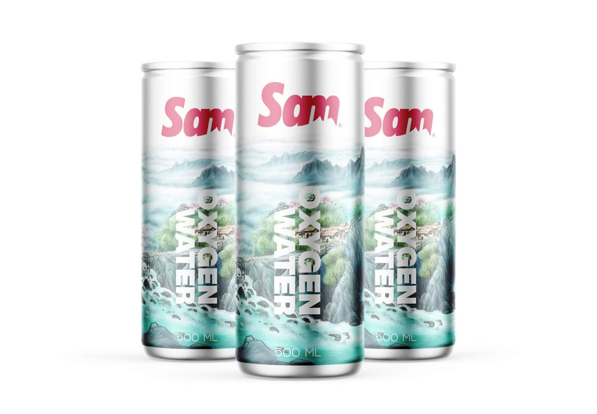 水墨风格灌装矿泉水包装设计(图1)