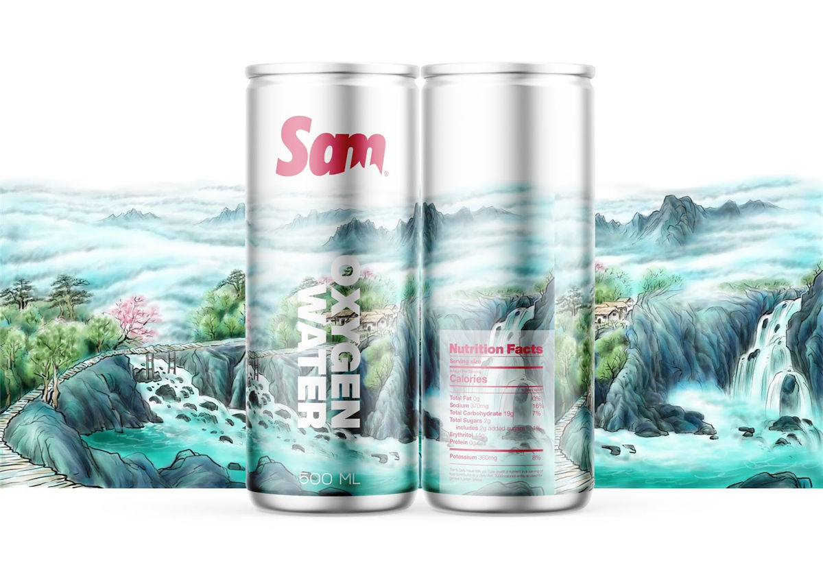 水墨风格灌装矿泉水包装设计(图3)