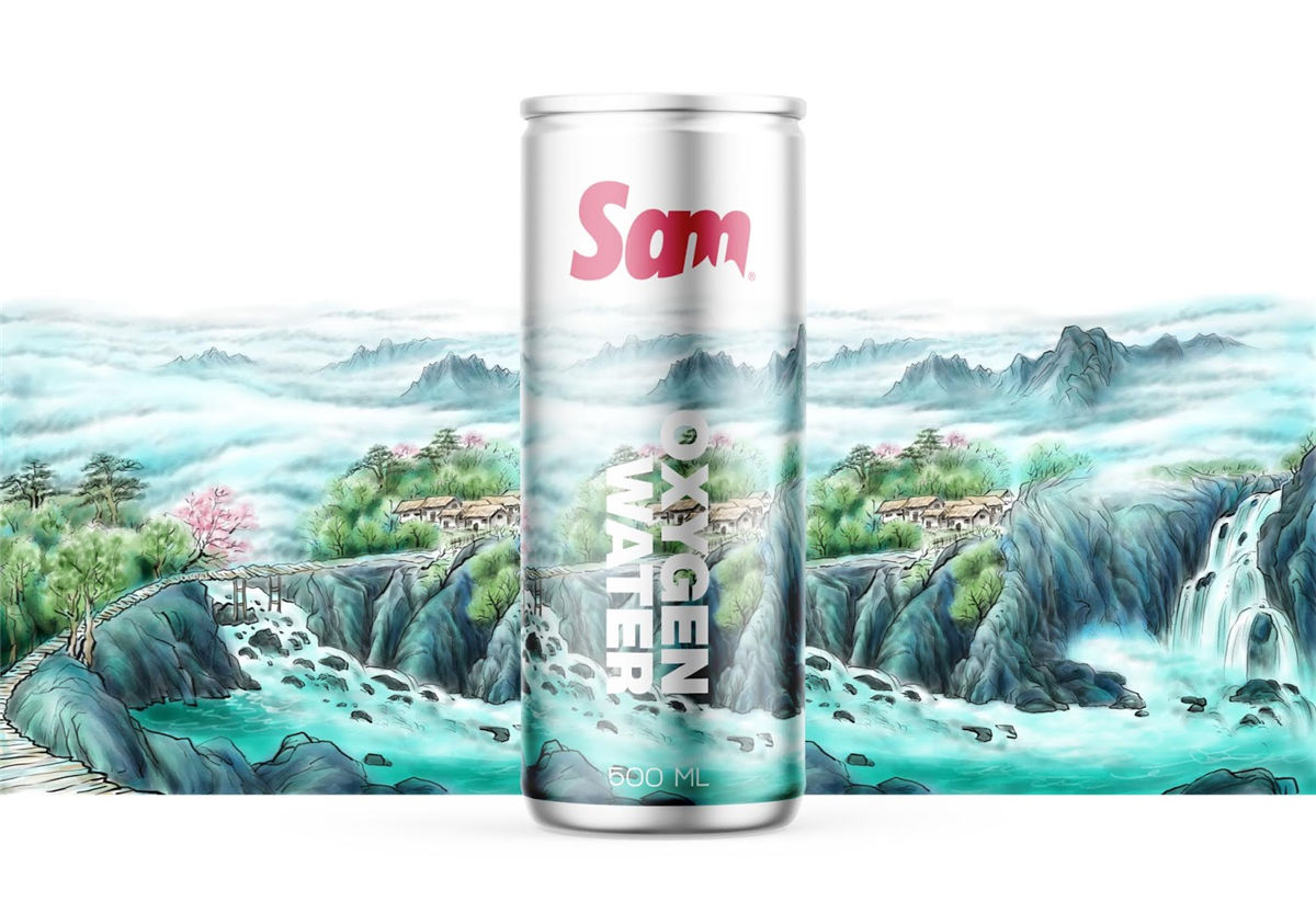 水墨风格灌装矿泉水包装设计(图2)
