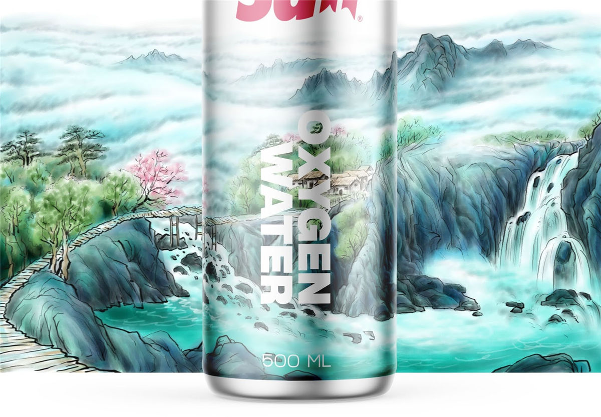 水墨风格灌装矿泉水包装设计(图6)