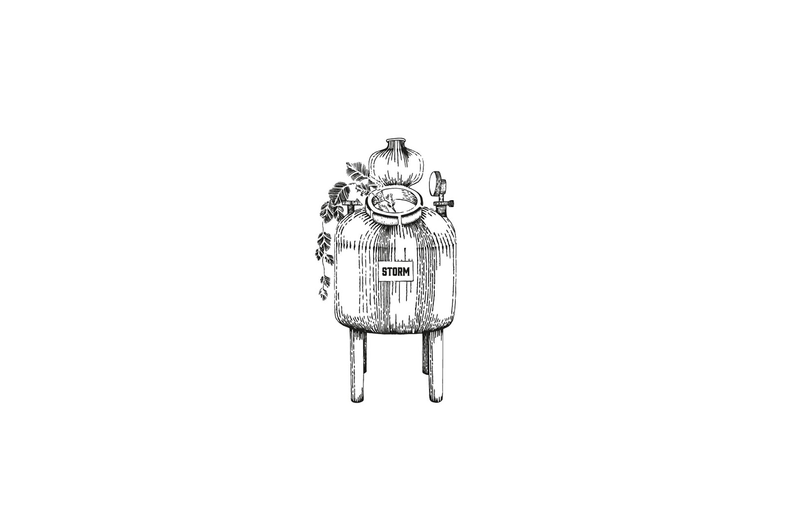 酒包装用水粉颜料手工绘制植物插图(图2)