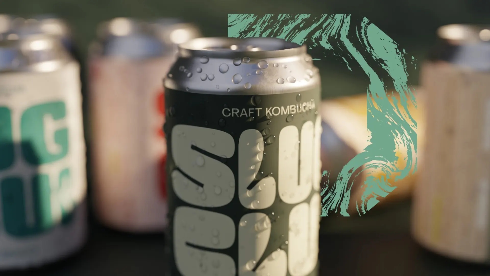 拥有足够视觉感的Slug Club康普茶饮料包装这样设计(图4)