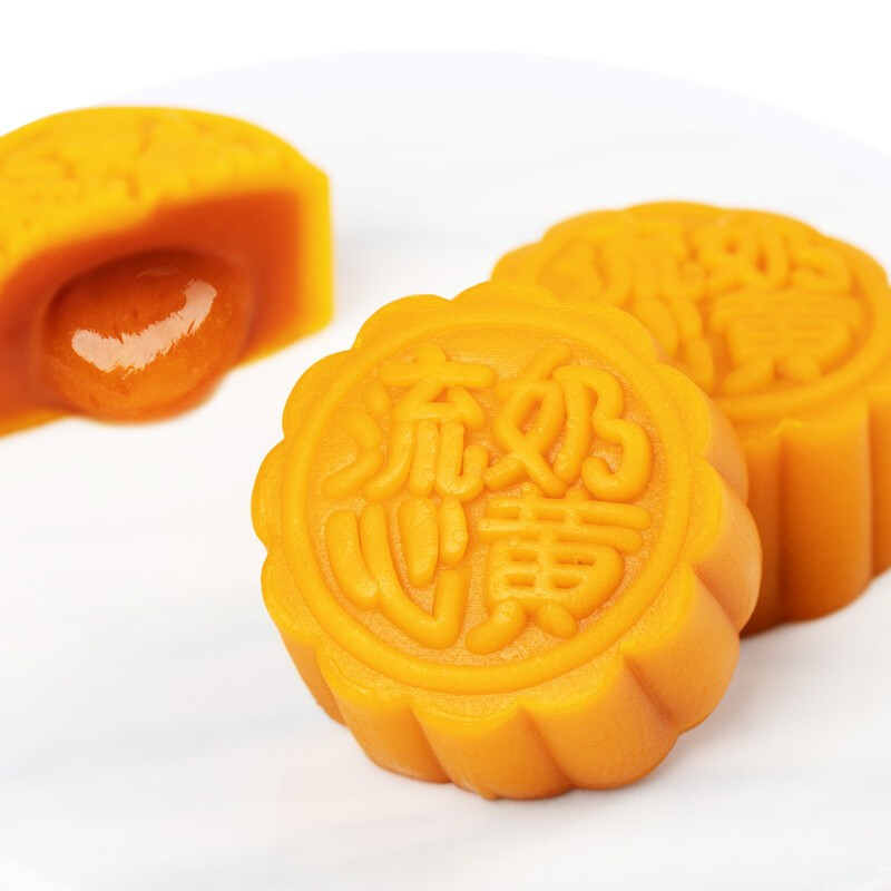 Huamei 华美 流心奶黄 广式月饼 8饼4味 400g 礼盒装包装礼盒产品包装创意设计欣赏(图4)