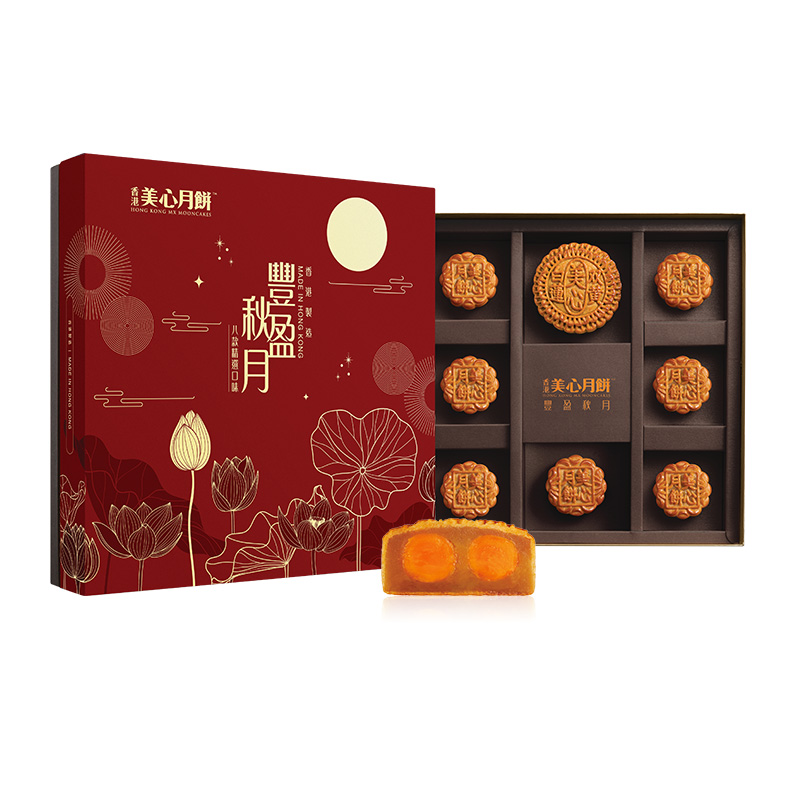 Maxims 美心 丰盈秋月港式月饼 675g 礼盒装包装礼盒产品包装创意设计欣赏(图1)