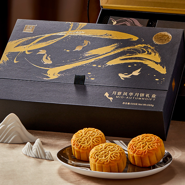 WING WAH 元朗荣华 月意风华月饼 6饼3味 600g 礼盒装包装礼盒产品包装创意设计欣赏(图4)