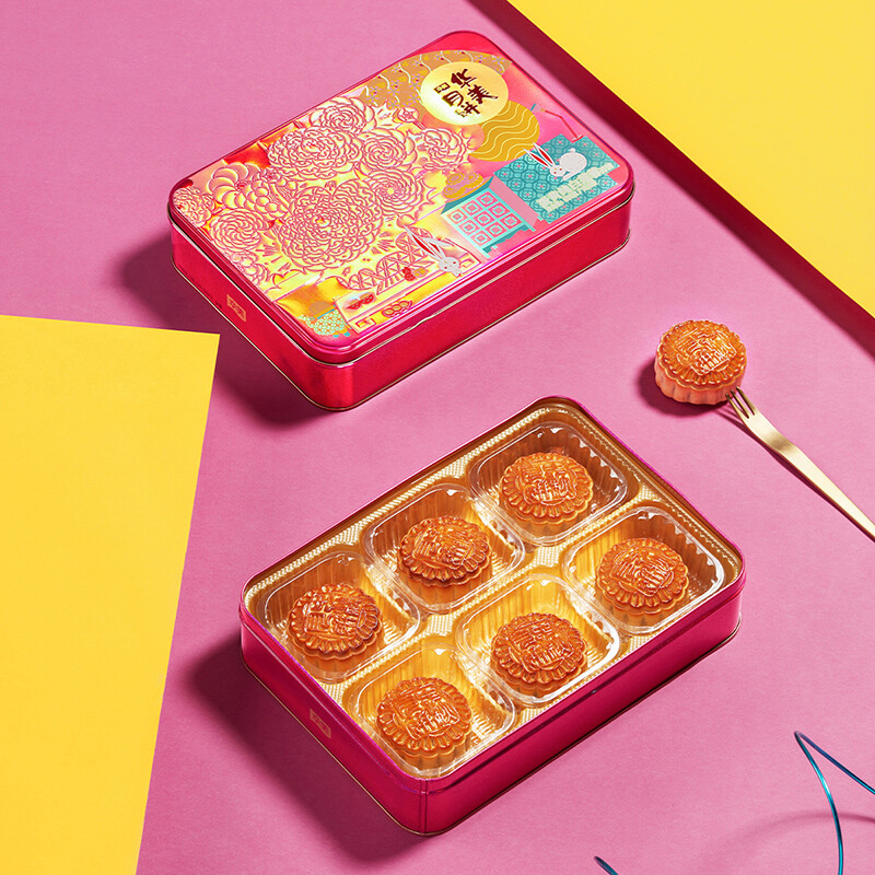 Huamei 华美 蛋黄纯白莲蓉广式月饼 600g 礼盒装包装礼盒产品包装创意设计欣赏(图4)