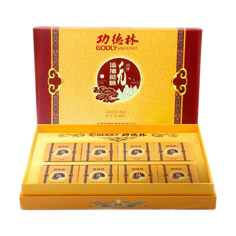 godly 功德林 无添加蔗糖苏式月饼礼盒 8饼4味 400g包装礼盒产品包装创意设计欣赏(图2)