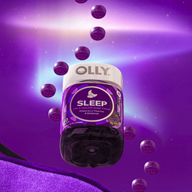 OLLY 褪黑素 睡眠自由罐 黑莓薄荷味 50粒保健产品包装创意设计欣赏(图5)