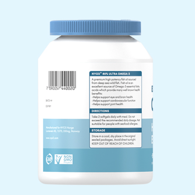 NYO3 80%OMEGA-3 深海鱼油 60粒*7瓶保健产品包装创意设计欣赏(图3)