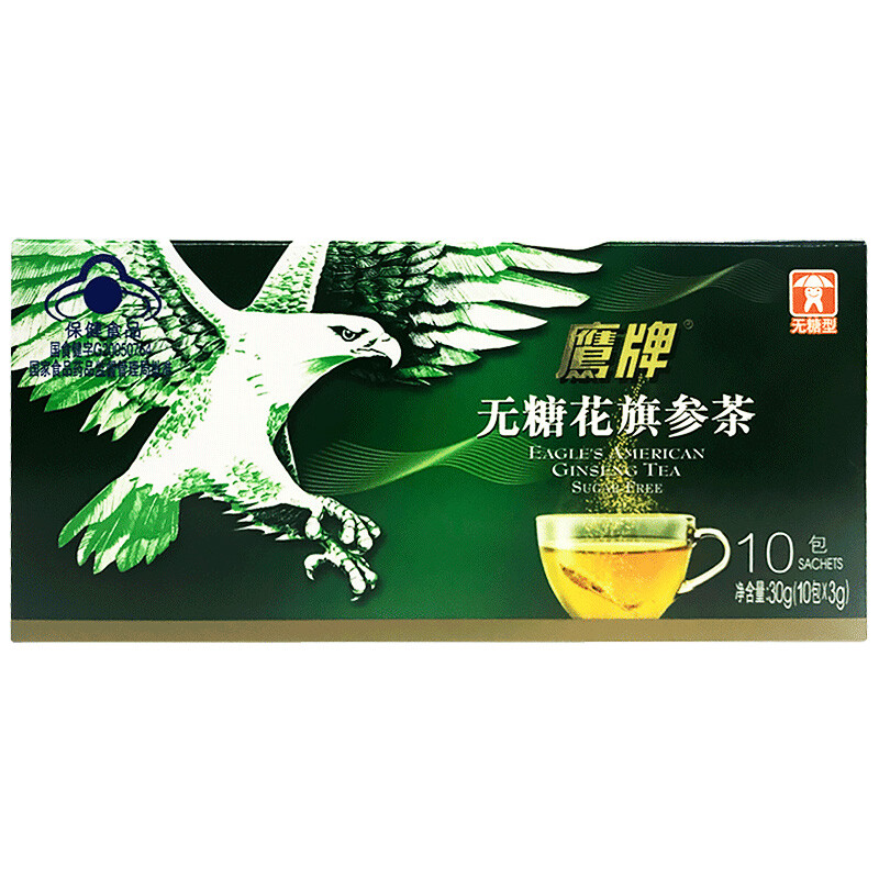 HAWKS 鹰牌 无糖花旗参茶 3g*10袋保健产品包装创意设计欣赏(图1)