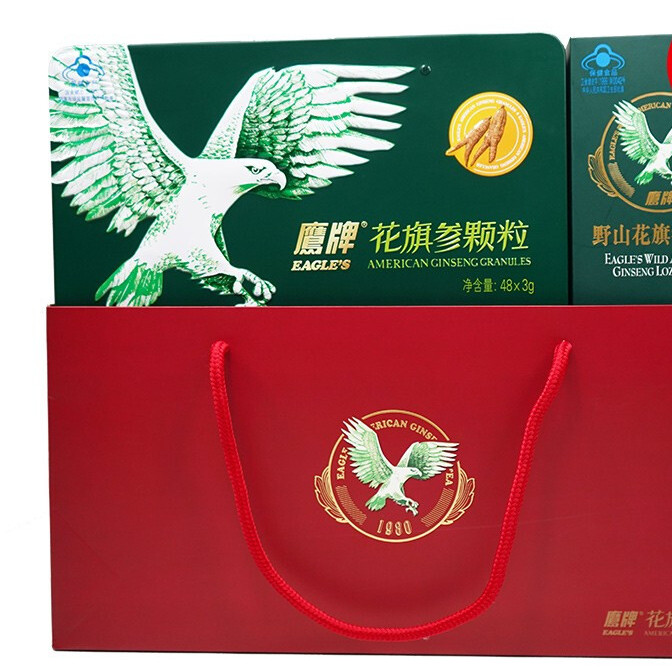 HAWKS 鹰牌 无糖花旗参茶 3g*48袋 礼盒装保健产品包装创意设计欣赏(图3)