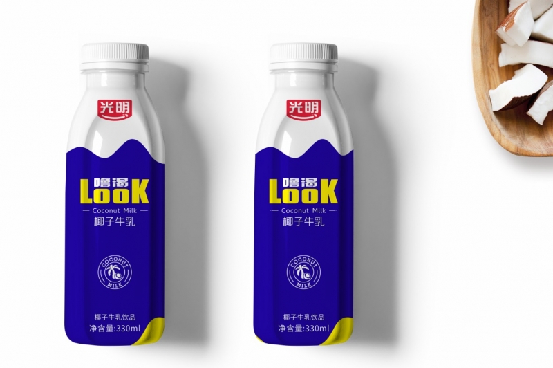 光明look椰子牛乳饮品包装设计