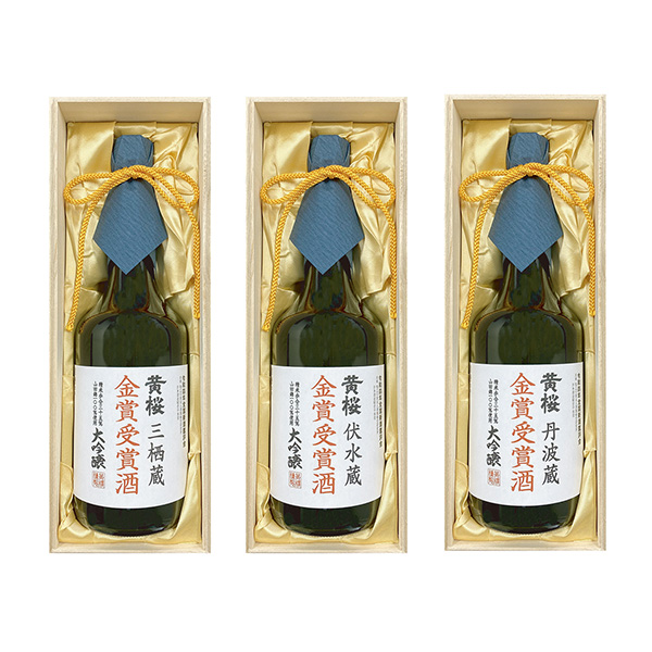 食品包装设计欣赏三栖藏伏水藏丹波藏大吟酿酒奖获奖酒黄樱包装设计欣赏(图1)