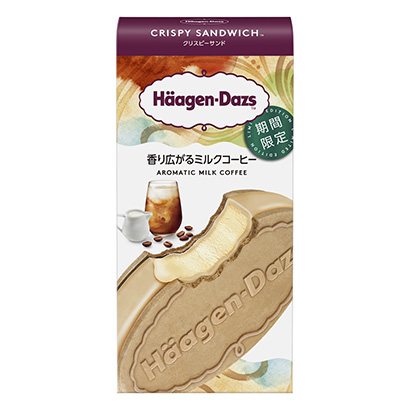 哈根达斯酥皮三明治香气扩散的牛奶咖啡限时冰淇淋类包装设计(图1)