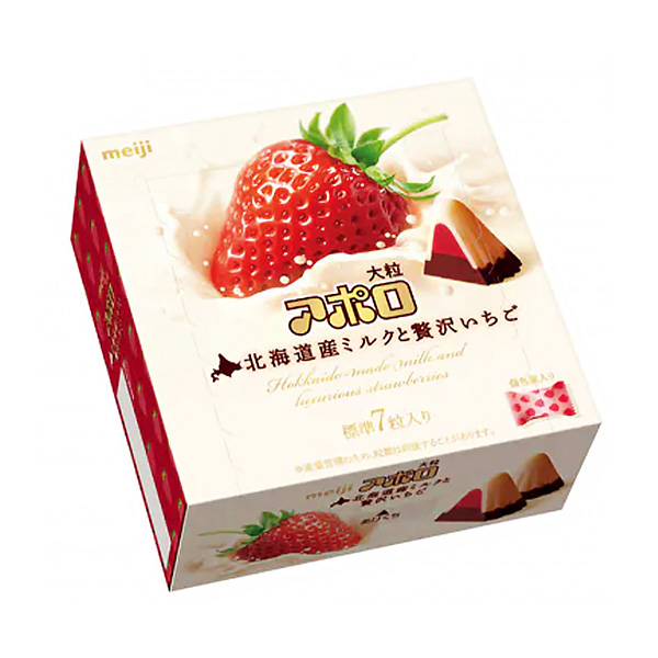 大粒阿波罗北海道产牛奶和奢侈草莓明治包装设计(图1)