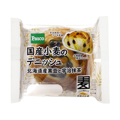 国产小麦的丹麦酥皮北海道产黑豆和宇治抹茶敷岛制面包面包麦片类包装设计(图1)