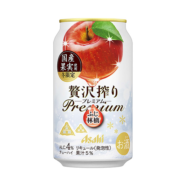包装设计欣赏朝日奢侈榨取高级＜冬季限定国产富士苹果＞ (朝日啤酒) (图1)