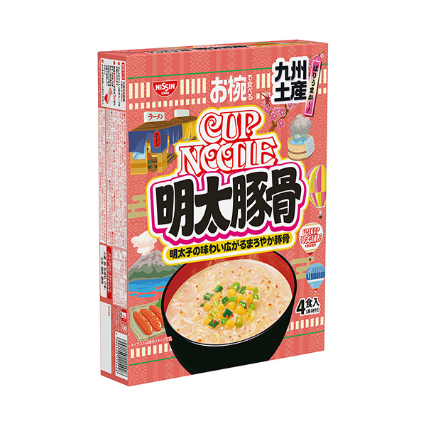 包装设计欣赏用碗吃的当地杯面＜九州特产明太猪骨味＞ (日清食品) (图1)
